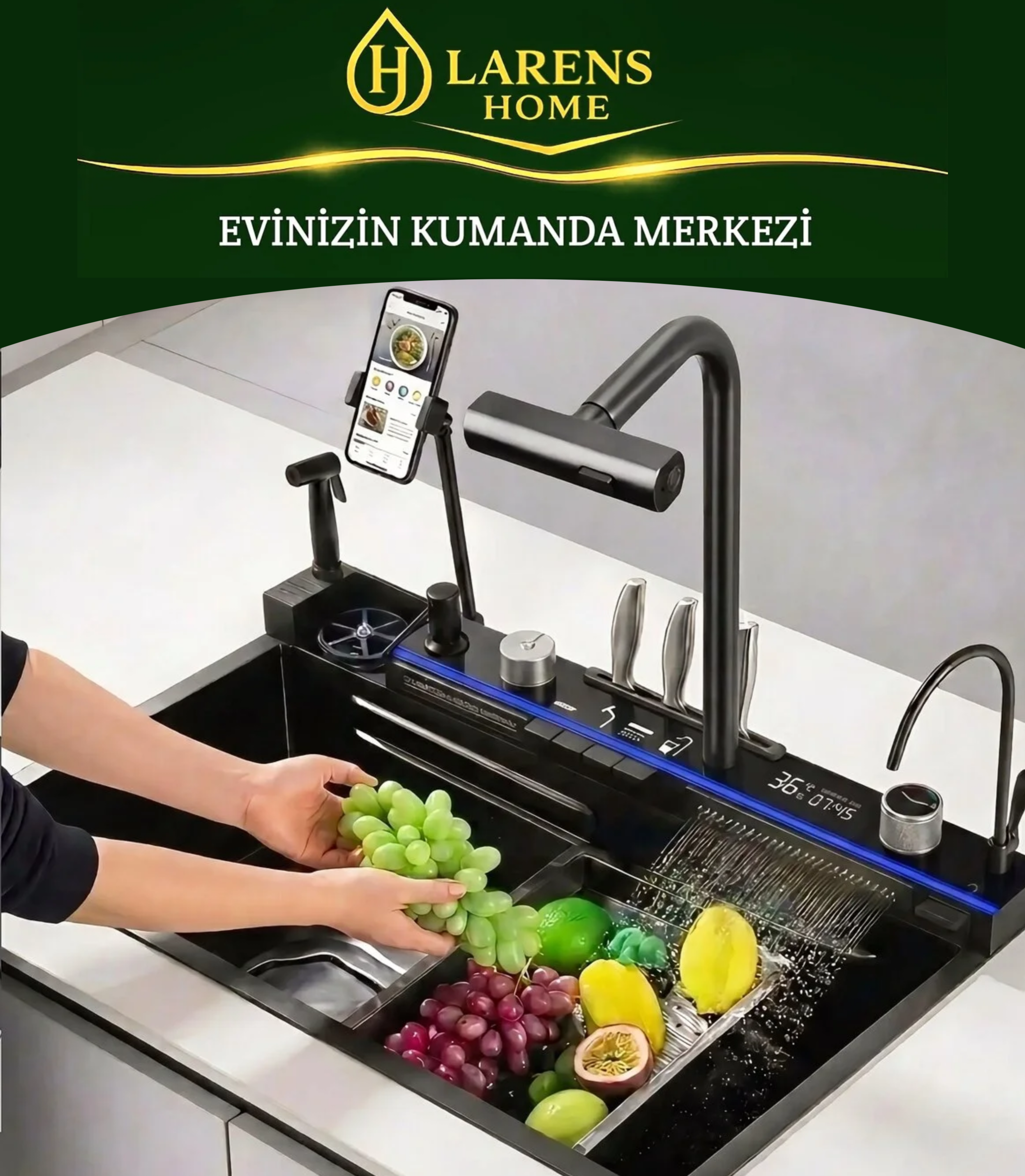 Larens Lumera 304 Akıllı Dijital Eviye Seti (4mm)